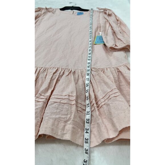 CeCe Clip Dot Ruffle Hem Dress Pink 100% cotton Summer Dress NWT MSRP $129 - Picture 6 of 12